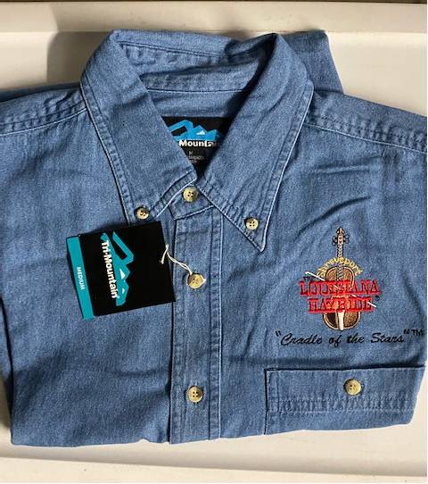 Louisiana Hayride Button down shirt - vintage blue long sleeve.